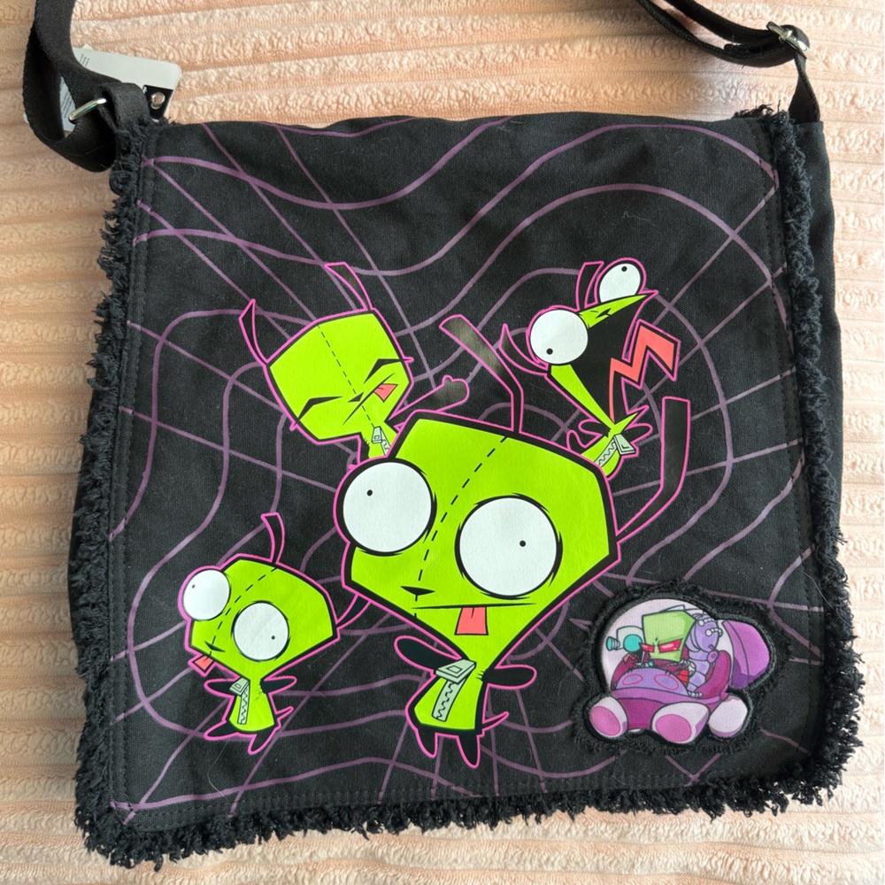 Invader Zim Hot Topic Black and Green Cartoon Character Shoulder Bag